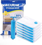 5 Pcs Vacuum Storage Bags with Hand Pump in arabic | 5 أكياس تخزين مفرغة من الهواء مع مضخة يدوية